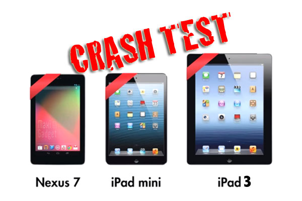 crash test resistance ipad mini nexus7 ipad3 - Crash Test Vidéo: iPad Mini, Tablette la plus résistante ? -
